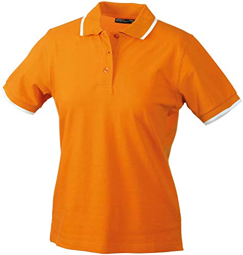 James & Nicholson Damen Ladies´ Polo Tipping Poloshirt, Orange (Orange/White), 40 (Herstellergröße: XL) von James & Nicholson