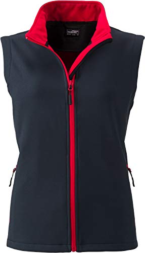 James & Nicholson Damen Ladies' Promo Softshell Vest Outdoor Weste, Grau (Iron-Grey/Red), 34 (Herstellergröße: S) von James & Nicholson