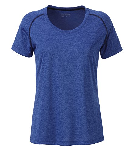James & Nicholson Damen Ladies' Sports T-Shirt, Blau (Blue-Melange/Navy), 40 (Herstellergröße: XL) von James & Nicholson