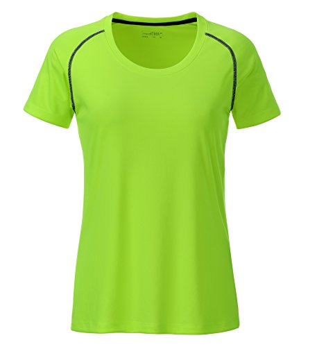 James & Nicholson Damen Ladies' Sports T-Shirt, Grün (Bright-Green/Black), 34 (Herstellergröße: S) von James & Nicholson
