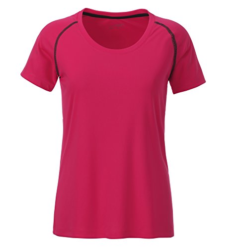 James & Nicholson Damen Ladies' Sports T-Shirt, Rosa (Bright-Pink/Titan), 36 (Herstellergröße: M) von James & Nicholson