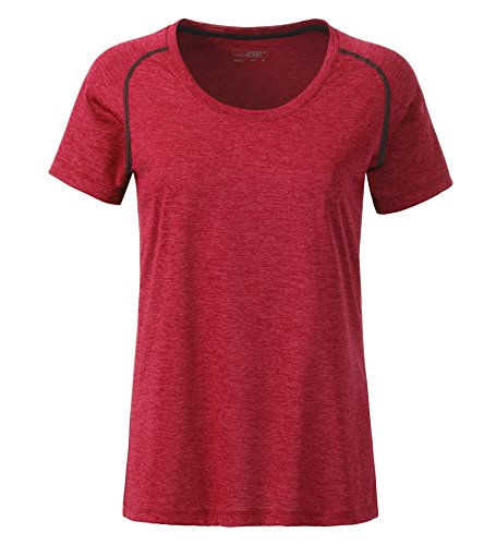 James & Nicholson Damen Ladies' Sports T-Shirt, Rot (Red-Melange/Titan), 40 (Herstellergröße: XL) von James & Nicholson