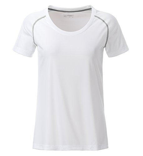 James & Nicholson Damen Ladies' Sports T-Shirt, Weiß (White/Silver), 42 (Herstellergröße: XXL) von James & Nicholson