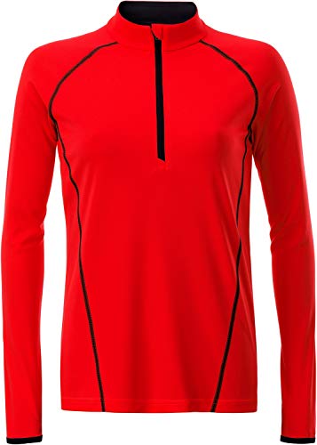 James & Nicholson Damen Ladies' Sportsshirt Longsleeve T-Shirt, Orange (Bright-Orange/Black), Medium von James & Nicholson