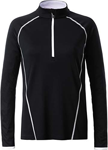 James & Nicholson Damen Ladies' Sportsshirt Longsleeve T-Shirt, Schwarz (Black/White), Medium von James & Nicholson