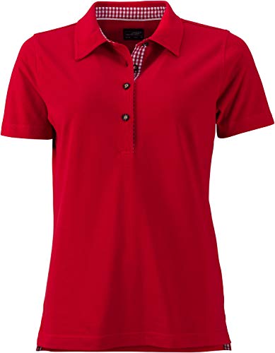 James & Nicholson Damen Ladies' Traditional Polo Poloshirt, Rot (Red/Red-White), 42 (Herstellergröße: XXL) von James & Nicholson