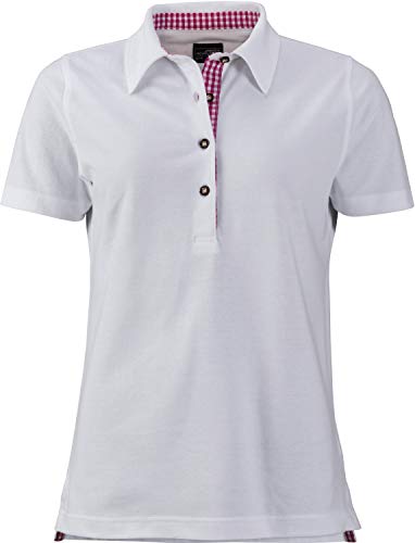 James & Nicholson Damen Ladies' Traditional Polo Poloshirt, Weiß (White/Purple-White), 34 (Herstellergröße: S) von James & Nicholson