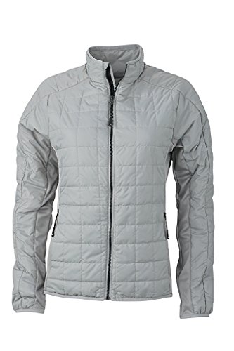 James & Nicholson Damen Leicht wattierte Jacke im sportlichen Materialmix (S, Silver/Silver) von James & Nicholson