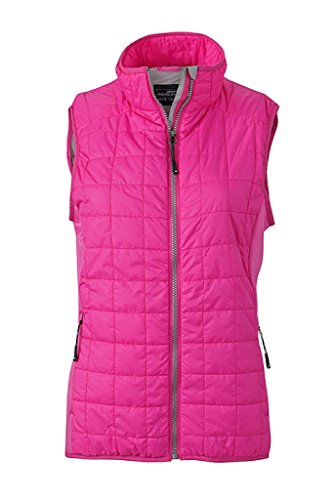 James & Nicholson Damen Leicht wattierte Weste im sportlichen Materialmix (XL, pink/Silver) von James & Nicholson