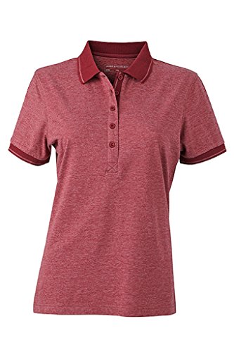 James & Nicholson Damen Melange Polo mit modischen Details (L, wine-melange/wine) von James & Nicholson