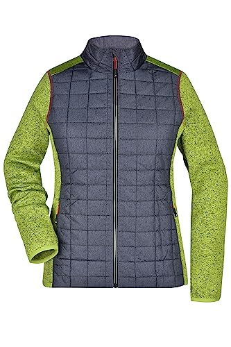 James & Nicholson Damen Melange Strickfleece Hybridjacke - Hybridjacke im leicht taillierten Schnitt für die Übergangszeit | Farbe: kiwi-melange/anthracite-melange | Grösse: L von James & Nicholson