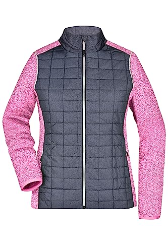 James & Nicholson Damen Melange Strickfleece Hybridjacke - Hybridjacke im leicht taillierten Schnitt für die Übergangszeit | Farbe: pink-melange/anthracite-melange | Grösse: S von James & Nicholson