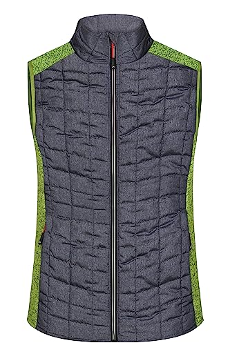 James & Nicholson Damen Melange Strickfleece Hybridweste - Leicht taillierte Weste mit Stehkragen aus Materialmix | Farbe: kiwi-melange/anthracite-melange | Grösse: L von James & Nicholson