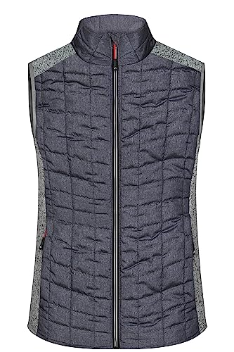 James & Nicholson Damen Melange Strickfleece Hybridweste - Leicht taillierte Weste mit Stehkragen aus Materialmix | Farbe: light-melange/anthracite-melange | Grösse: L von James & Nicholson