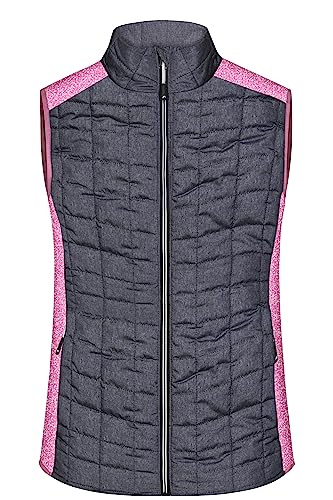 James & Nicholson Damen Melange Strickfleece Hybridweste - Leicht taillierte Weste mit Stehkragen aus Materialmix | Farbe: pink-melange/anthracite-melange | Grösse: L von James & Nicholson