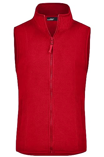 James & Nicholson Damen Microfleece Weste - Praktische Weste aus pflegeleichtem Microfleece | Farbe: red | Grösse: XL von James & Nicholson