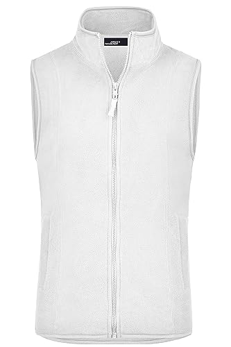 James & Nicholson Damen Microfleece Weste - Praktische Weste aus pflegeleichtem Microfleece | Farbe: white | Grösse: L von James & Nicholson