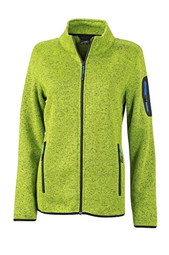 James & Nicholson Damen Modische Strickfleece Jacke mit Stehkragen (L, kiwi-melange/royal) von James & Nicholson