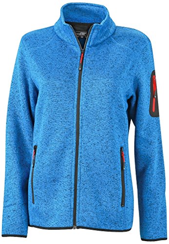 James & Nicholson Damen Modische Strickfleece Jacke mit Stehkragen (L, royal-melange/red) von James & Nicholson