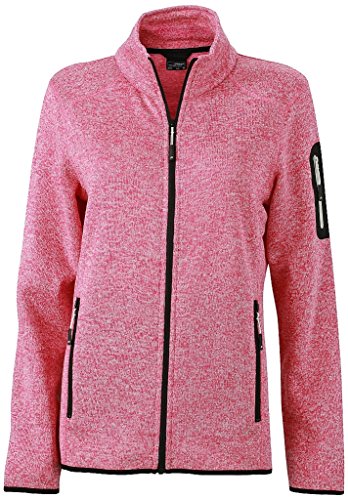 James & Nicholson Damen Modische Strickfleece Jacke mit Stehkragen (M, pink-melange/off-white) von James & Nicholson