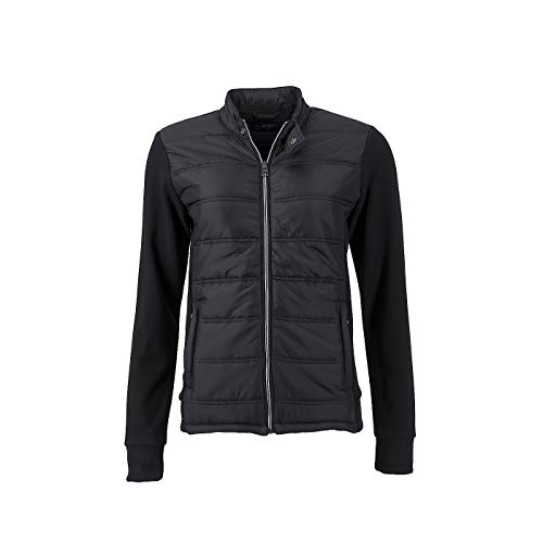 James & Nicholson - Damen Modische Sweat Jacke in attraktivem Materialmix (XL, Black) von James & Nicholson