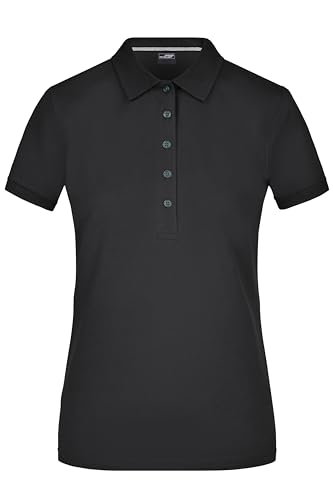 James & Nicholson Damen Pima Polo - Tailliertes Poloshirt aus exklusiver Pima-Baumwolle | Farbe: Black | Grösse: M von James & Nicholson