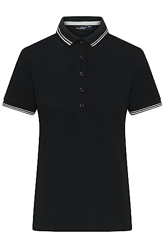 James & Nicholson Damen Polo - Klassisches Polo mit kontrastfarbigem Kragen und Armbündchen in Piqué-Qualität | Farbe: Black/White/Grey | Grösse: L von James & Nicholson