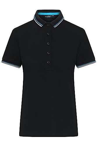 James & Nicholson Damen Polo - Klassisches Polo mit kontrastfarbigem Kragen und Armbündchen in Piqué-Qualität | Farbe: Black/White/Turquoise | Grösse: L von James & Nicholson