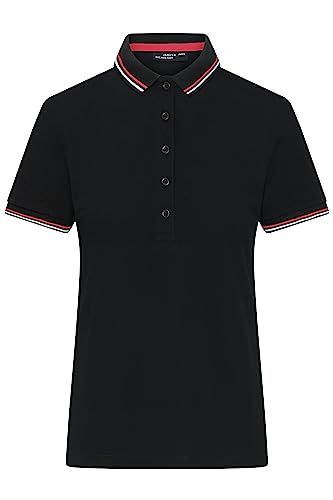 James & Nicholson Damen Polo - Klassisches Polo mit kontrastfarbigem Kragen und Armbündchen in Piqué-Qualität | Farbe: Black/White/red | Grösse: L von James & Nicholson