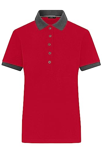 James & Nicholson Damen Polo - Klassisches Polo mit kontrastfarbigem Kragen und Armbündchen in Piqué-Qualität | Farbe: red/Anthracite-Melange | Grösse: XXL von James & Nicholson