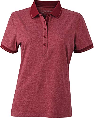 James & Nicholson Damen Ladies´ Heather Polo Poloshirt, Rot (Wine-Melange/Wine), 36 (Herstellergröße: M) von James & Nicholson