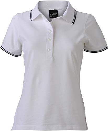James & Nicholson Damen Ladies´Polo Poloshirt, Weiß (White/Navy), 40 (Herstellergröße: XL) von James & Nicholson