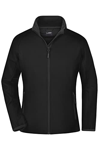 James & Nicholson Damen Raglan Softshelljacke - Sportlich taillierte Jacke aus 2-lagigem Softshell | Farbe: black/black | Grösse: M von James & Nicholson