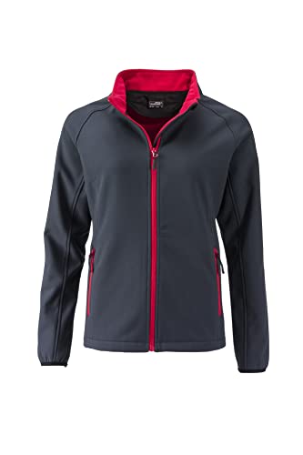 James & Nicholson Damen Raglan Softshelljacke - Sportlich taillierte Jacke aus 2-lagigem Softshell | Farbe: iron-grey/red | Grösse: M von James & Nicholson