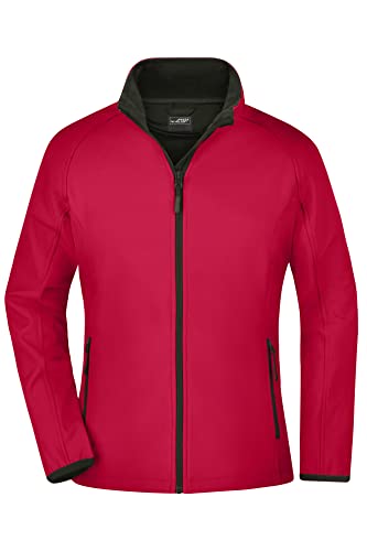 James & Nicholson Damen Raglan Softshelljacke - Sportlich taillierte Jacke aus 2-lagigem Softshell | Farbe: red/black | Grösse: M von James & Nicholson