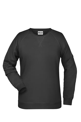 James & Nicholson Damen Raglan Sweatshirt - Sweatshirt aus Bio-Baumwolle mit leicht tailliertem Schnitt | Farbe: Black | Grösse: XS von James & Nicholson