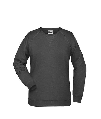 James & Nicholson Damen Raglan Sweatshirt - Sweatshirt aus Bio-Baumwolle mit leicht tailliertem Schnitt | Farbe: Black-Heather | Grösse: XXL von James & Nicholson