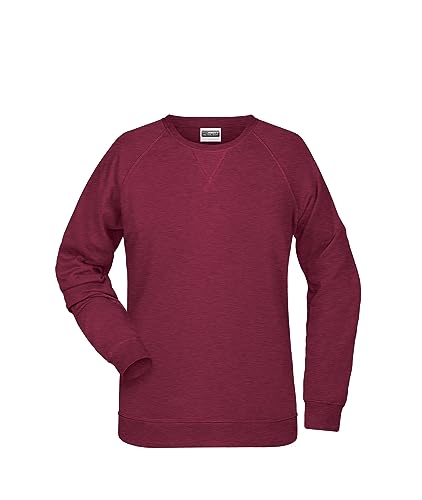 James & Nicholson Damen Raglan Sweatshirt - Sweatshirt aus Bio-Baumwolle mit leicht tailliertem Schnitt | Farbe: Burgundy-Melange | Grösse: L von James & Nicholson