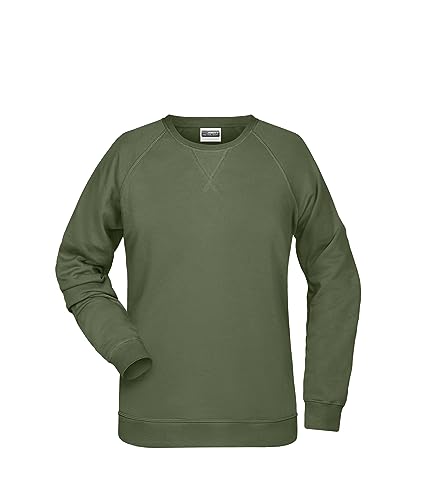 James & Nicholson Damen Raglan Sweatshirt - Sweatshirt aus Bio-Baumwolle mit leicht tailliertem Schnitt | Farbe: Olive | Grösse: M von James & Nicholson