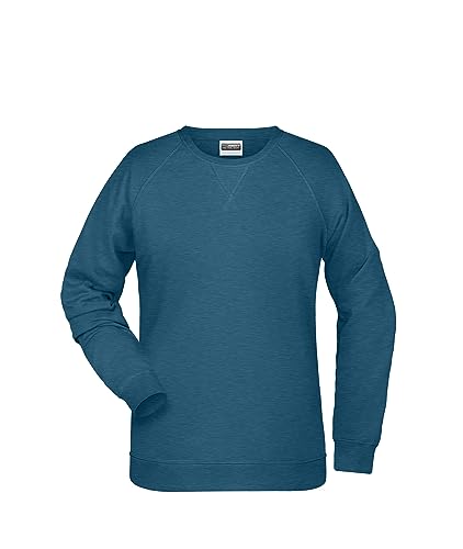 James & Nicholson Damen Raglan Sweatshirt - Sweatshirt aus Bio-Baumwolle mit leicht tailliertem Schnitt | Farbe: Petrol-Melange | Grösse: L von James & Nicholson