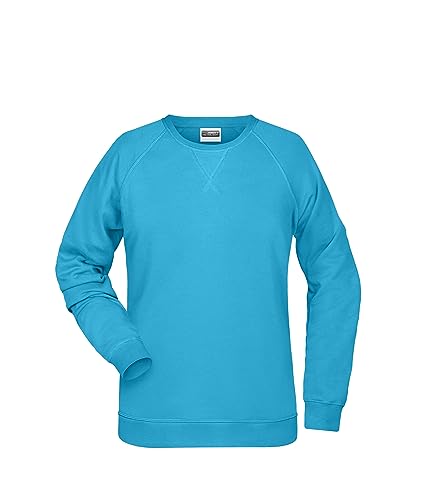James & Nicholson Damen Raglan Sweatshirt - Sweatshirt aus Bio-Baumwolle mit leicht tailliertem Schnitt | Farbe: Turquoise | Grösse: L von James & Nicholson