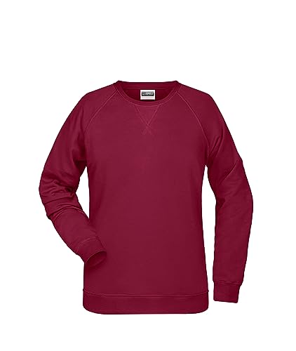 James & Nicholson Damen Raglan Sweatshirt - Sweatshirt aus Bio-Baumwolle mit leicht tailliertem Schnitt | Farbe: Wine | Grösse: L von James & Nicholson