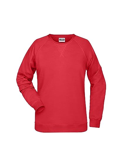 James & Nicholson Damen Raglan Sweatshirt - Sweatshirt aus Bio-Baumwolle mit leicht tailliertem Schnitt | Farbe: red | Grösse: M von James & Nicholson