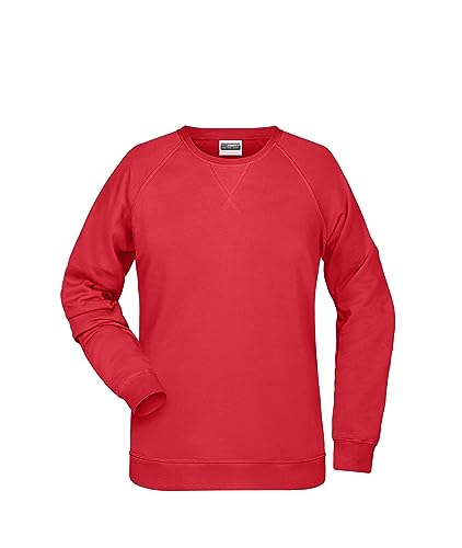 James & Nicholson Damen Raglan Sweatshirt - Sweatshirt aus Bio-Baumwolle mit leicht tailliertem Schnitt | Farbe: red | Grösse: S von James & Nicholson