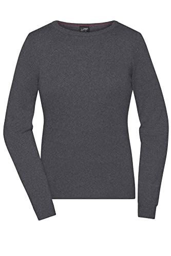 James & Nicholson Damen Roundneck-Pullover - Klassischer Baumwoll-Pullover | Farbe: anthracite-melange | Grösse: L von James & Nicholson