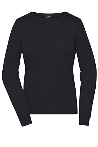 James & Nicholson Damen Roundneck-Pullover - Klassischer Baumwoll-Pullover | Farbe: black | Grösse: S von James & Nicholson