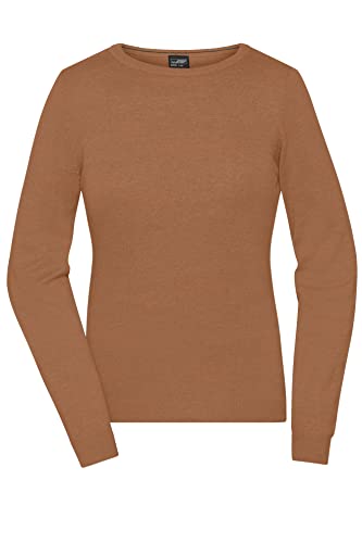 James & Nicholson Damen Roundneck-Pullover - Klassischer Baumwoll-Pullover | Farbe: camel | Grösse: L von James & Nicholson