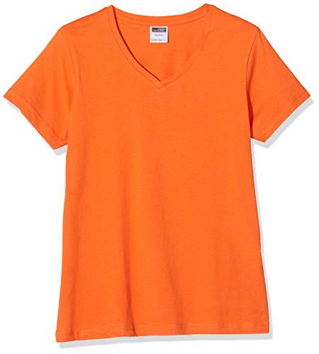 James & Nicholson Damen Ladies' Slim Fit V-T T-Shirt, Orange (Dark-Orange), 42 (Herstellergröße: XXL) von James & Nicholson