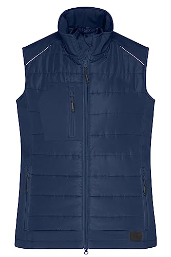 James & Nicholson Damen Softshell Hybridweste - Leicht taillierte Softshellweste mit gesteppten Einsätzen und wärmender DuPont™ Sorona® Wattierung | Farbe: navy/navy | Grösse: XL von James & Nicholson