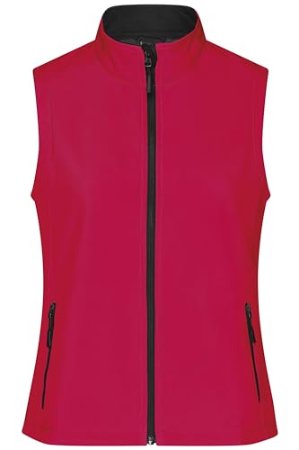 James & Nicholson Damen Softshell Weste - Taillierte Weste aus atmungsaktivem Softshell | Farbe: red/black | Grösse: M von James & Nicholson